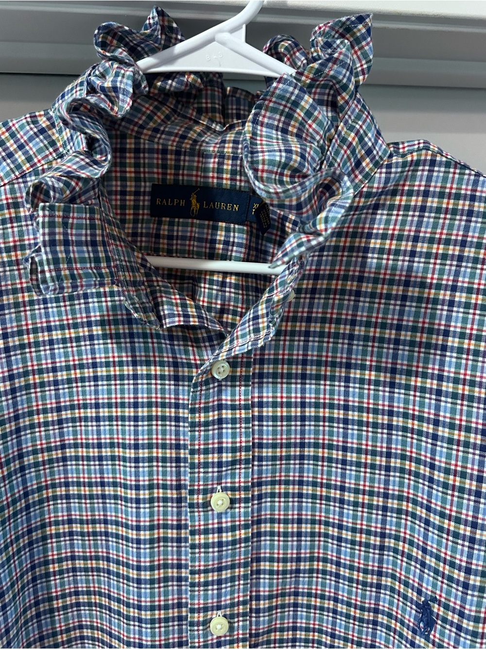 Ralph Lauren Men's XLT Multi-Color Plaid Button-Down Shirt Ruffled Collar